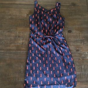 Navy Blue and Orange Seahorse Sleeveless Dress